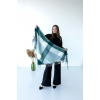 Велика зелена кашемірова хустка косинка в клітину CASHMERE